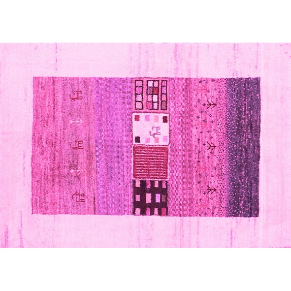 Ahgly Company Indoor Rectangle Solid Pink Modern Area Rugs, 6' x 9'