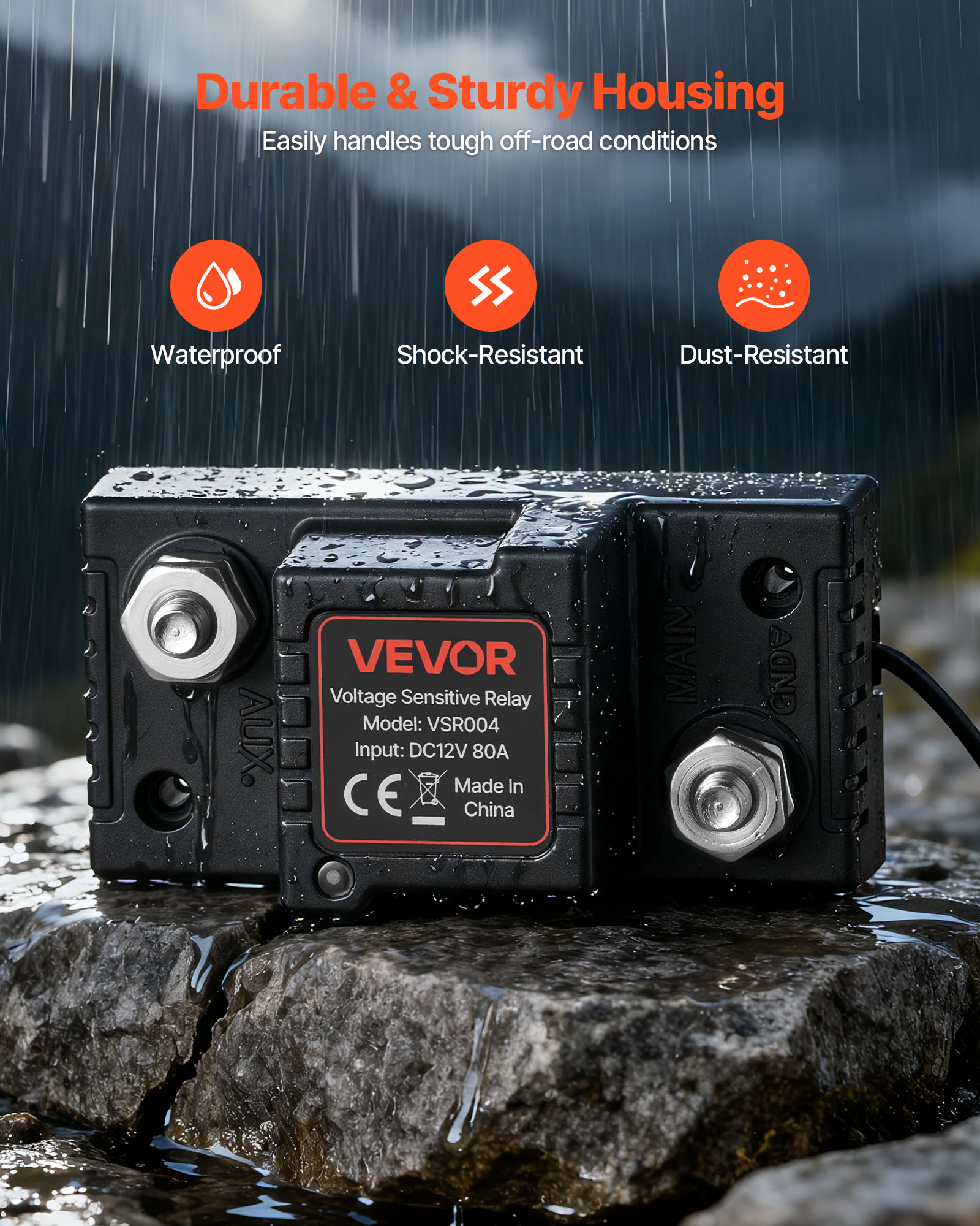 VEVOR Dual Battery Isolator Kit, 12V 80 Amp, Manual and Automatic VSR Voltage Sensitive Relay with Voltmeter, LCD Screen, Smart Battery Isolator, Compatible with Lead-Acid Batteries, for UTV, ATV