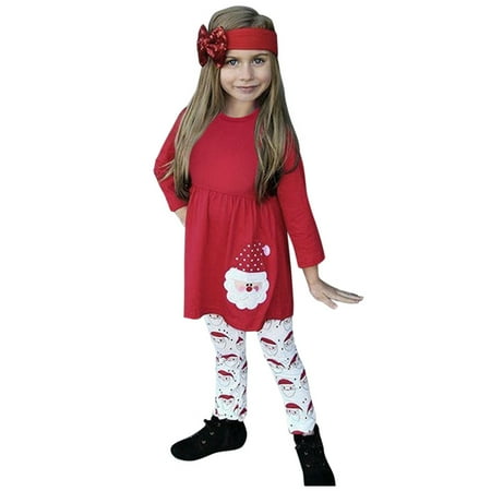 

Baby Girl Clothes Elephant Xmas Cartoon Baby Outfits Toddler Printed Headbands Christmas Santa Tops+Pants Girls Girls Outfits&Set Toddler Clothes 3 6 Months