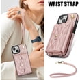 thumbnail image 3 of Compatible with iPhone 15 Plus 6.7 inch Wallet Case with Stand RFID Card Holder Strap Lanyard Cell Phone Cover for i-Phone 15+ iPhone15Plus 5G i i15 + iPhone15 15Plus Women Girls Rose Gold, 3 of 14