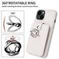 thumbnail image 3 of ELEHOLD Wallet Case for iPhone 14 6.1" with Organ Card Slots Holders Rotatable Finger Ring Holder Stand Function Premium Leather Shockproof Purse Case,White, 3 of 8