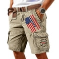 thumbnail image 2 of Men's Vintage Washed Cargo Shorts with America 250 Years Graphic and Utility Pockets Featuring Loose Fit Design for Summer Fishing Khaki XXXL, 2 of 5
