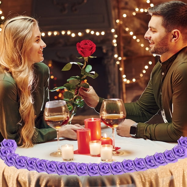 Rosas artificiales de espuma | Set de 25 piezas para ramos de novia y decoración de San Valentín | Flores artificiales con tallo para arreglos en el hogar y eventos