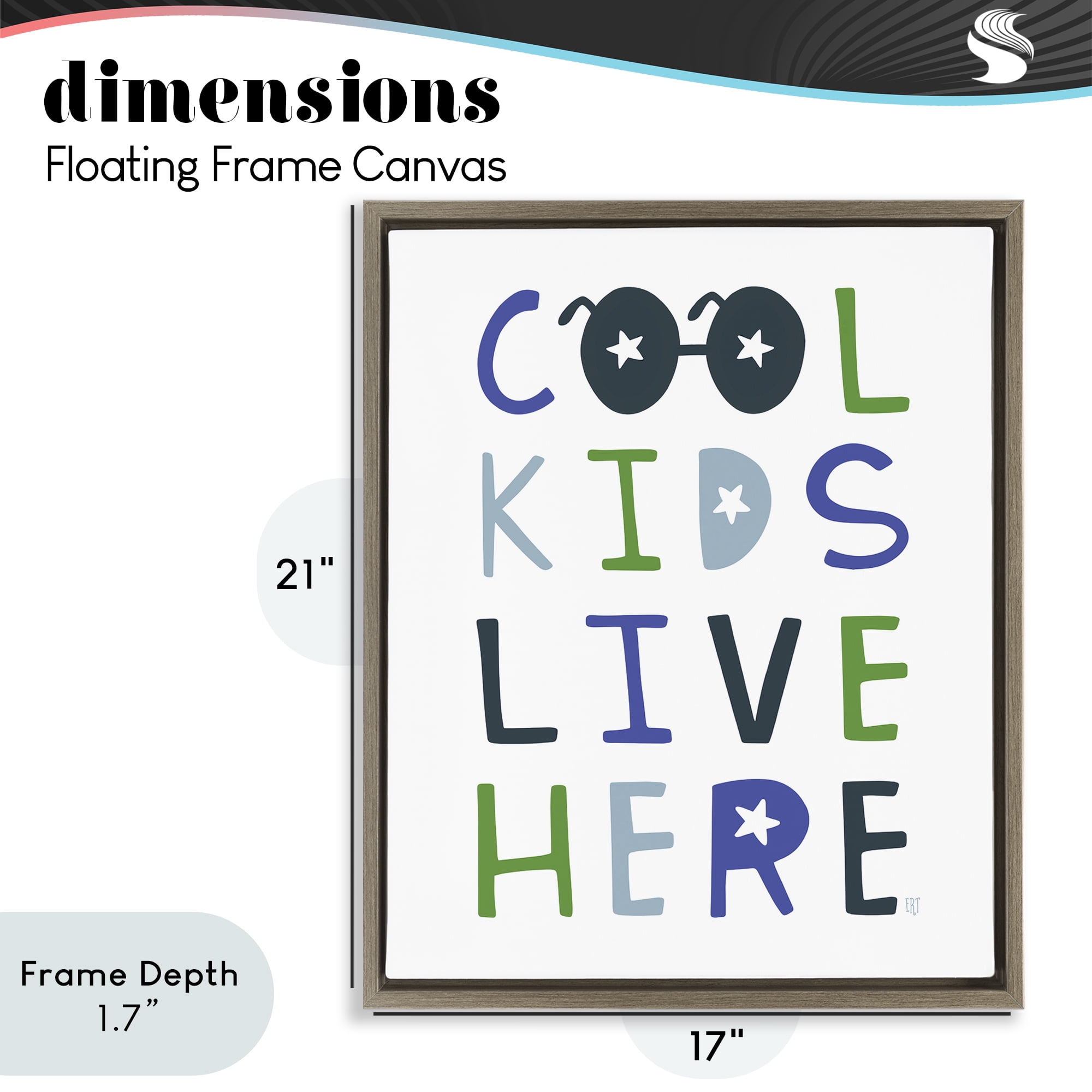 Stupell Industries Cool Kids Live Here Brown Framed Floater Canvas Wall Art, design by Elizabeth Tyndall