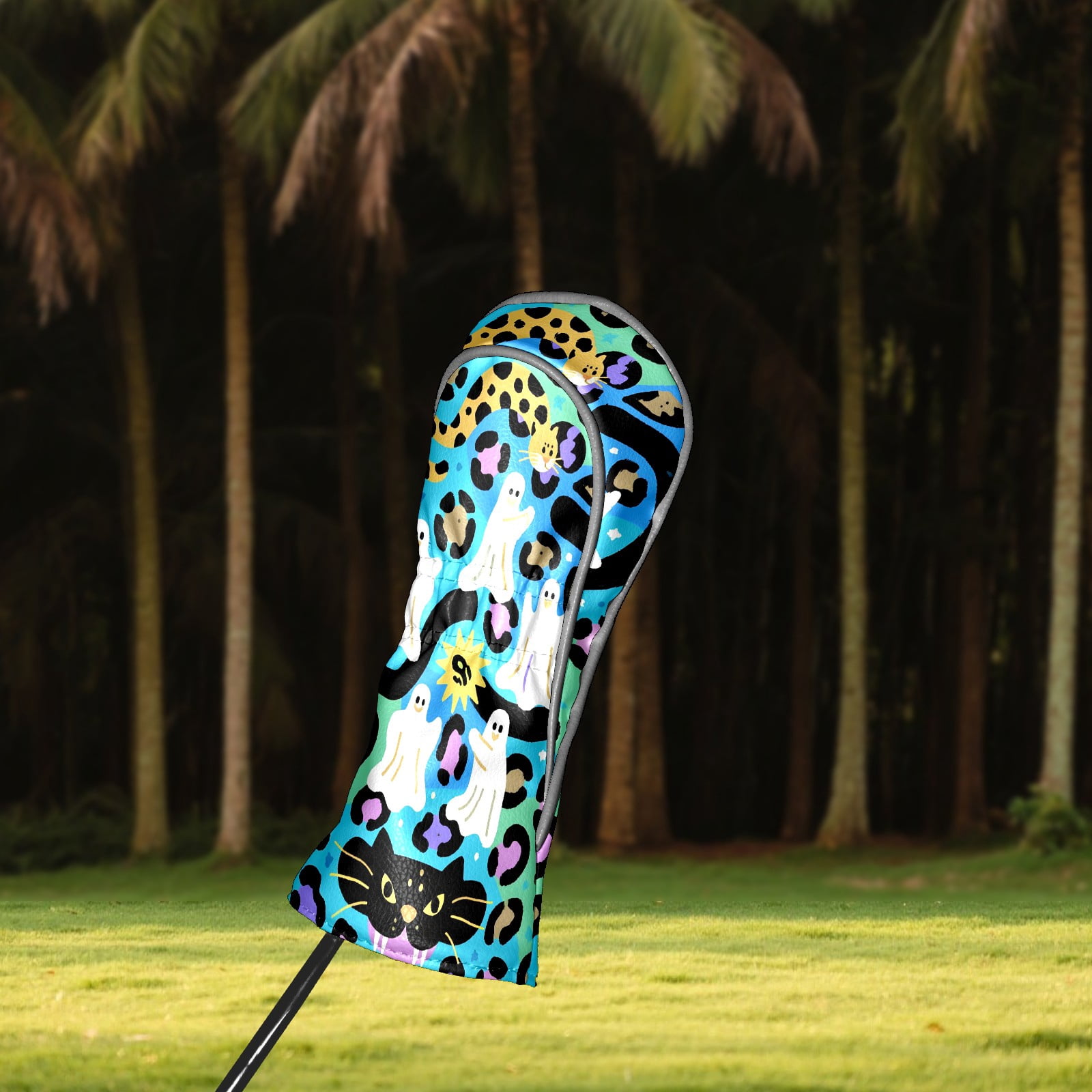 Golf Club Head Covers - Beige Butterfly Design, Waterproof, Velvet Lining, Fits Driver/Hybrid/Putter, Gift for Men & Women