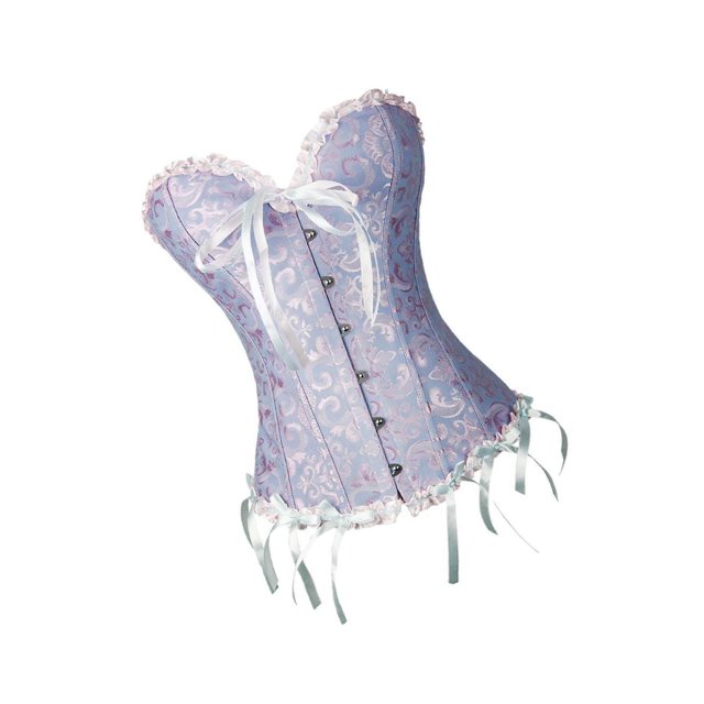 Justharion Corset Bustier Overbust Cintré pour Femmes Bleu L 1Set