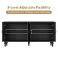 thumbnail image 4 of HLR 62'' Mid Century Vintage Sideboards Buffets Cabinet with 4 Doors Storage for Kitchen Dining, Black, 4 of 14