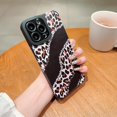 thumbnail image 3 of Compatible for iPhone 12 Pro Max Phone Case,Cute Leather Leopard and Black Flash Splicing Patter,Soft TPU Full Camera Lens Protective Shock Women Protection Cover for iPhone 12 Pro Max, 3 of 4