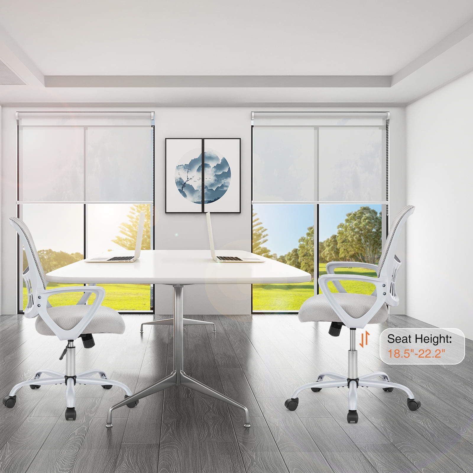 GIANNA Office Chair, Ergonomic Home Mesh Office Desk Chairs, with Armrests, Wheels and Mid-Back Task Chair with Lumbar Support，Gray
