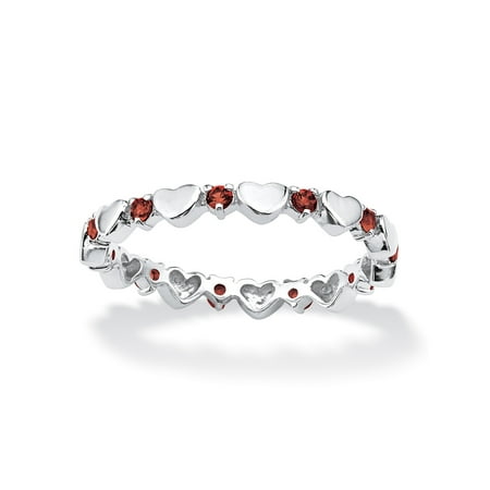 Hearts Stackable (Birthstone Interlocking Stackable Eternity Heart Ring in .925 Sterling Silver - January- Simulated)