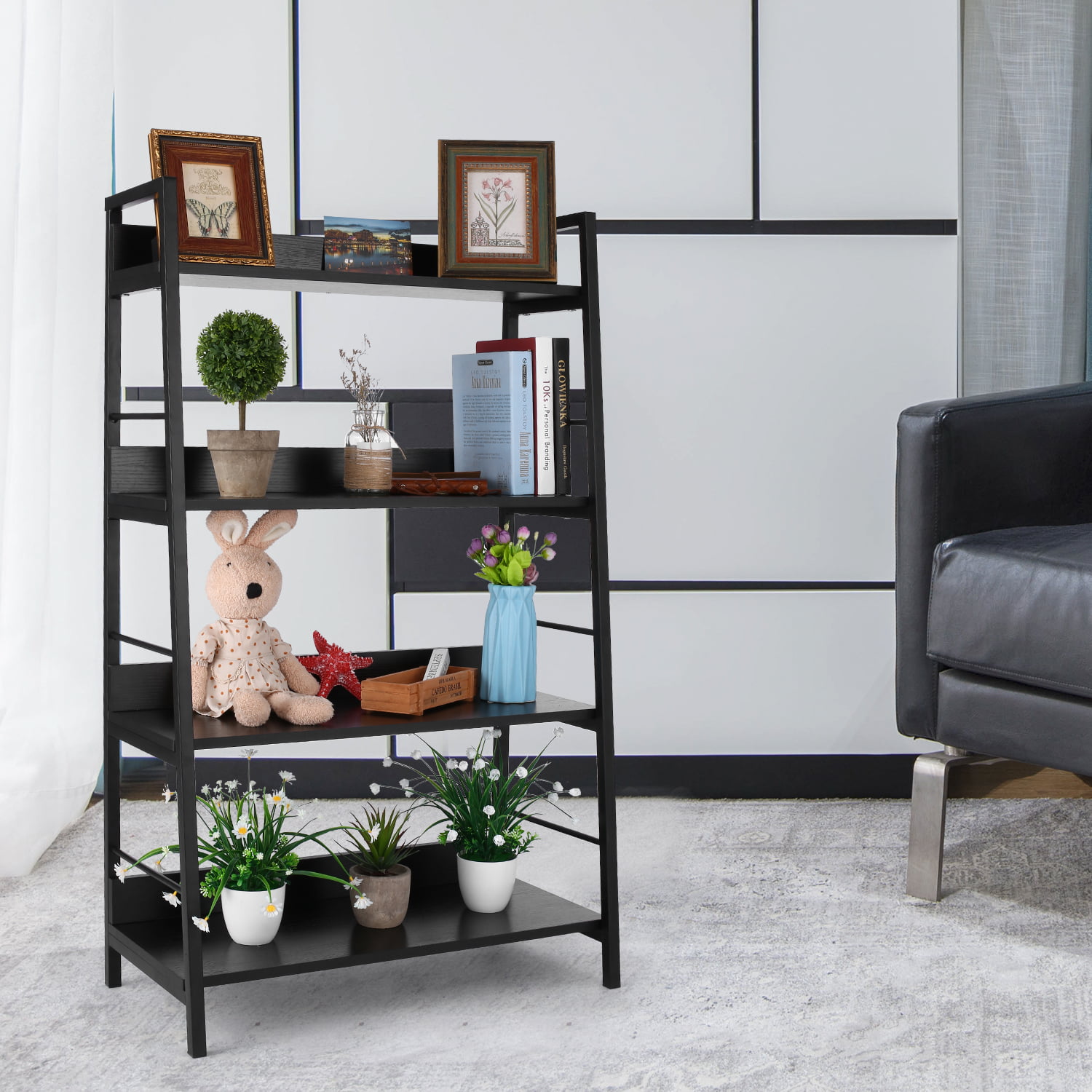 metal and wood bookcase