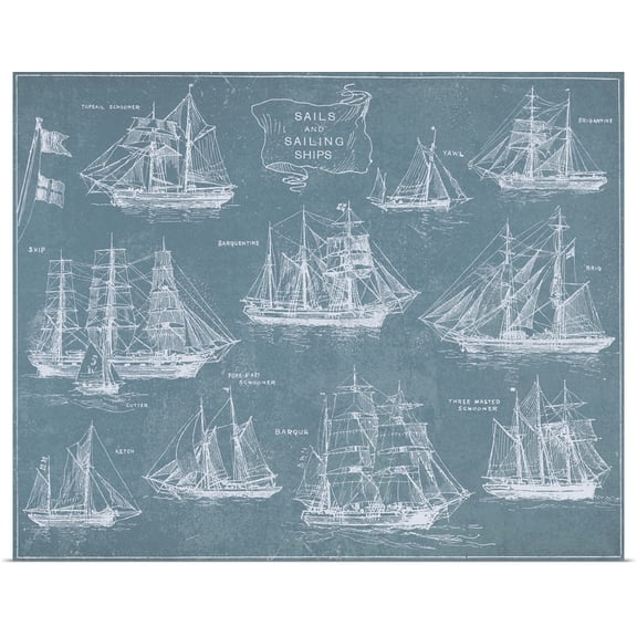 Great BIG Canvas | Rolled Poster Print entitled Sailing Ships