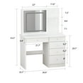 thumbnail image 3 of OXYLIFE Makeup Vanity Table Set with Sliding Lighted Mirror, 5 Drawers and Storage Shelves, Dressing Table Desk with Stool,White, 3 of 9