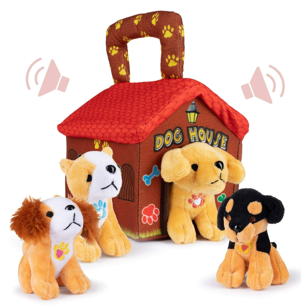 Plush Creations Plush Dog House Carrier with 4 Soft and Cuddly, Talking