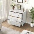 thumbnail image 3 of Chest of Dressers with 3 Drawers, Night Stand with Gold Handles, Large Clothes Storage Cabinet for Bedroom, Nursery, Living Room, Closet, White, 3 of 7