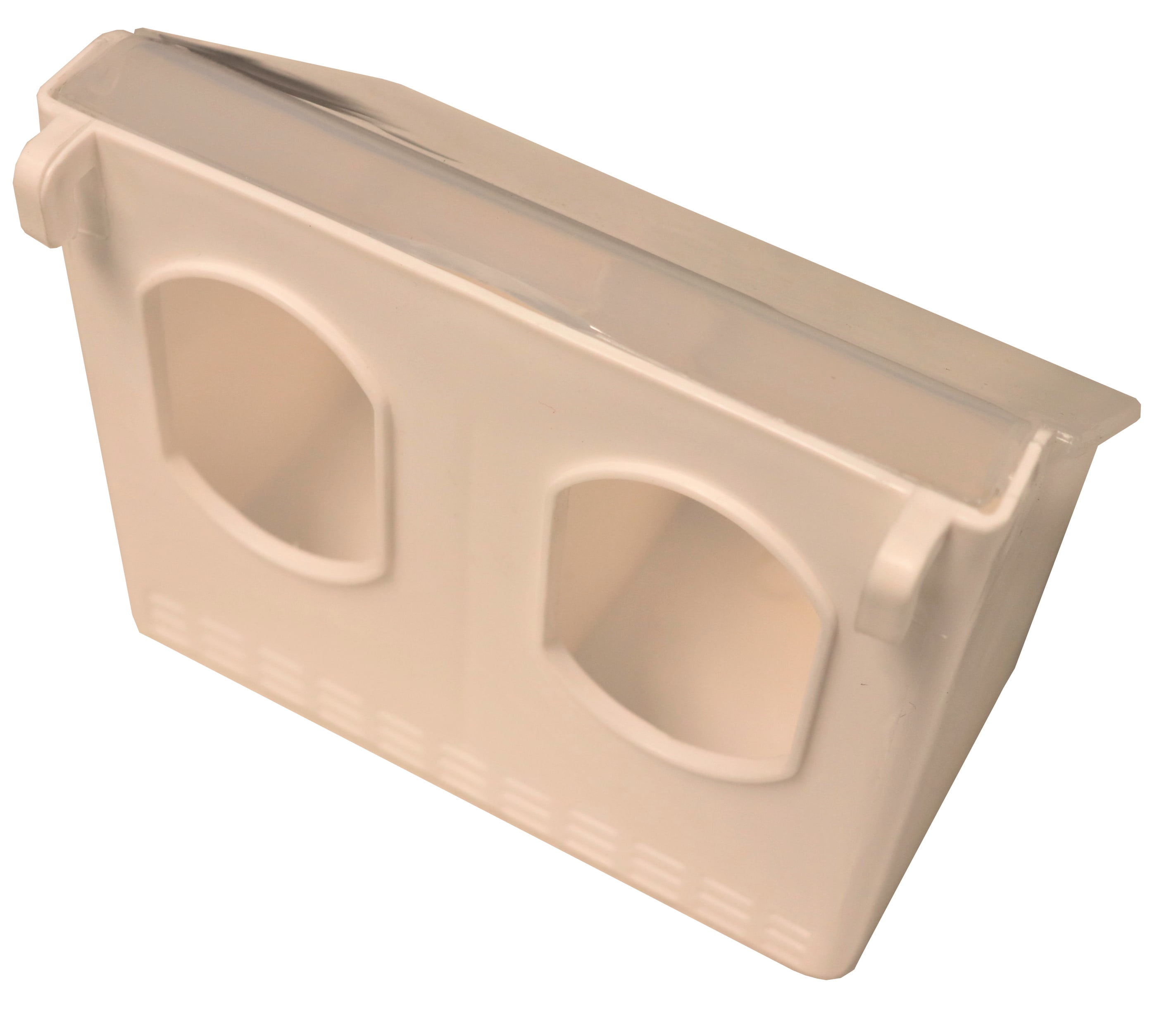 4 PACK OF 2 HOLE PLASTIC QUAIL PIGEON DOVE BIRD OUTSIDE OF CAGE MOUNT FEEDERS