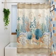 thumbnail image 3 of Brown Vintage Coastal Shower Curtain, 72" x 84", Summer Nautical Coral Starfish Shell Waterproof Bathroom Curtain Washable Shower Curtain Set with 12 Hooks, 3 of 8