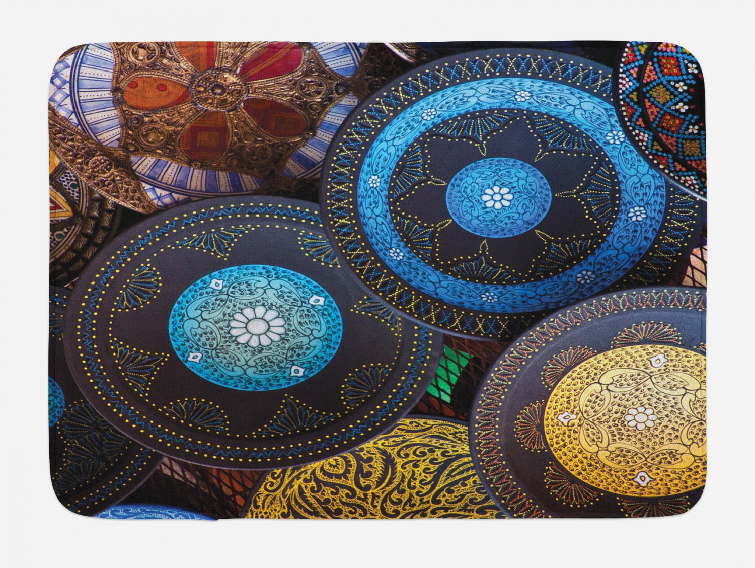 Moroccan Bath Mat, Handcrafts Shot at the Market in Morocco Antiquity