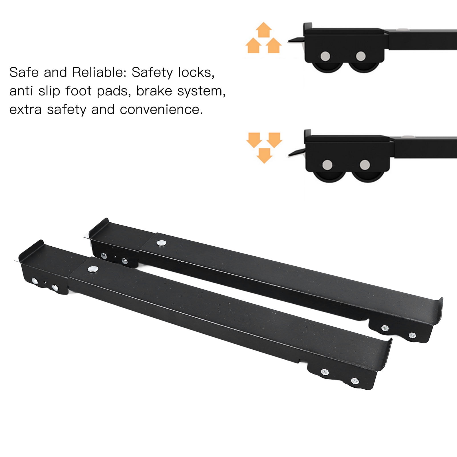 LAZIOEGR 2PCS Appliance Roller Extendable Washing Machine Dolly Bracket 16 Wheels with Brake 661lbs Bearing Fridge Moving Base Stand 17.7-27.6 inches / 45-70 cm Black