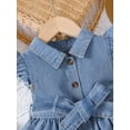 thumbnail image 3 of Baby Girls' Cute Flutter Sleeve Belted Denim Dress, 3 of 5