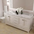 thumbnail image 3 of Caroline Avenue 72" Double Bath Vanity in White with Cultured Marble Quartz Top and Square Sinks with Polished Chrome Faucets with Matching Mirror, 3 of 3