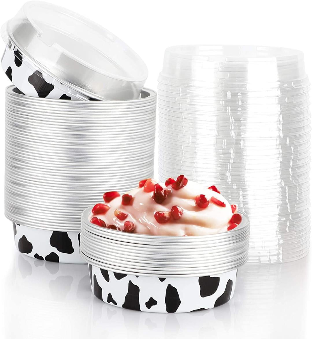 4 Inch Pie Tins with Lids, 50 Pack 8 Oz Mini Tart Pan Disposable Pie