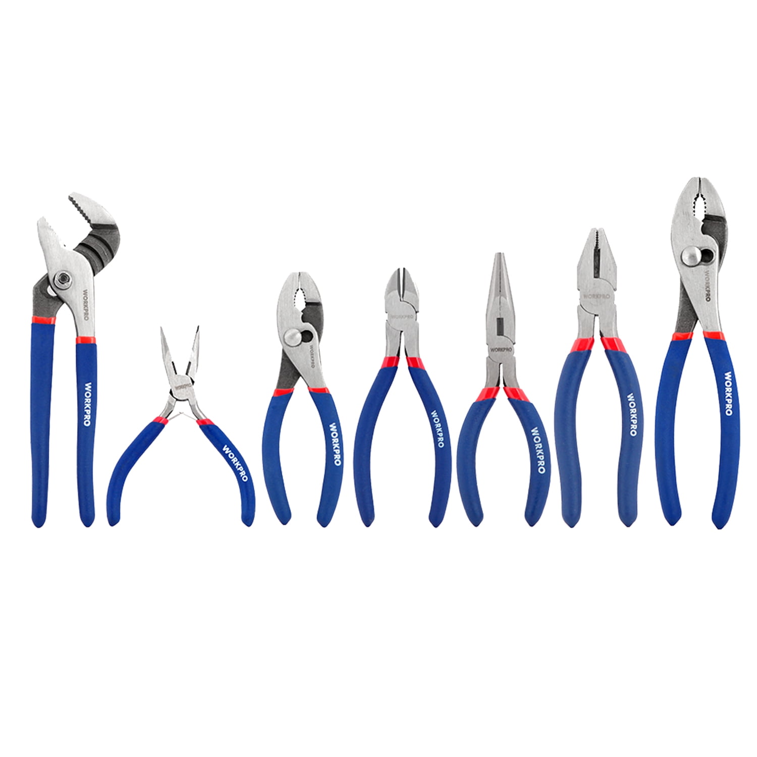 WORKPRO 7-piece Pliers Set with Groove Joint, Long Nose, Slip Joint, Linesman, and Diagonal Pliers for DIY & Home Use