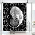 thumbnail image 3 of Black and White Shower Curtain, Gothic Shower Curtain, Blessing Tree Tai Chi Sun and Moon Shower Curtain Set Waterproof Bath Curtain Bathroom Decor with 12 Hooks, 72x72 inches, 3 of 6