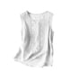 thumbnail image 5 of Craaazy Women's Relaxed Fit Round Neck Tank Top, Solid Color Sleeveless Cotton Linen Top, Loose Comfy Embroidered Casual Vest for Work & Daily Wear Gifts, 5 of 9