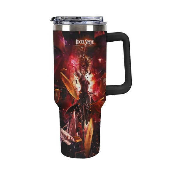 Scarlet Witch Car Cup with Handle Straw Lid Stainless Steel Double Wall Vacuum Coffee Mug Large Capacity Tumbler 40oz for Man Woman