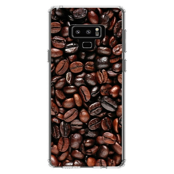 DistinctInk Clear Shockproof Hybrid Case for Samsung Galaxy Note 9 - TPU Bumper, Acrylic Back, Tempered Glass Screen Protector - Dark Brown Coffee Beans