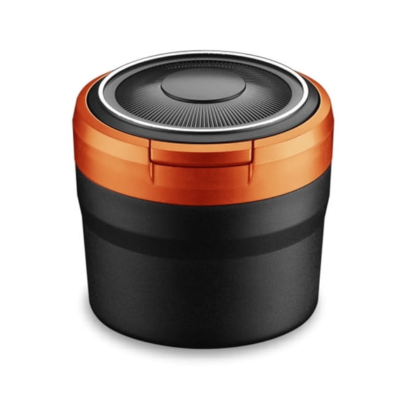 Portable Ashtray with LED Light Auto Cup Holder Ash Tray for Car Smokeless Ashtrays Car Accessories,Black+Orange