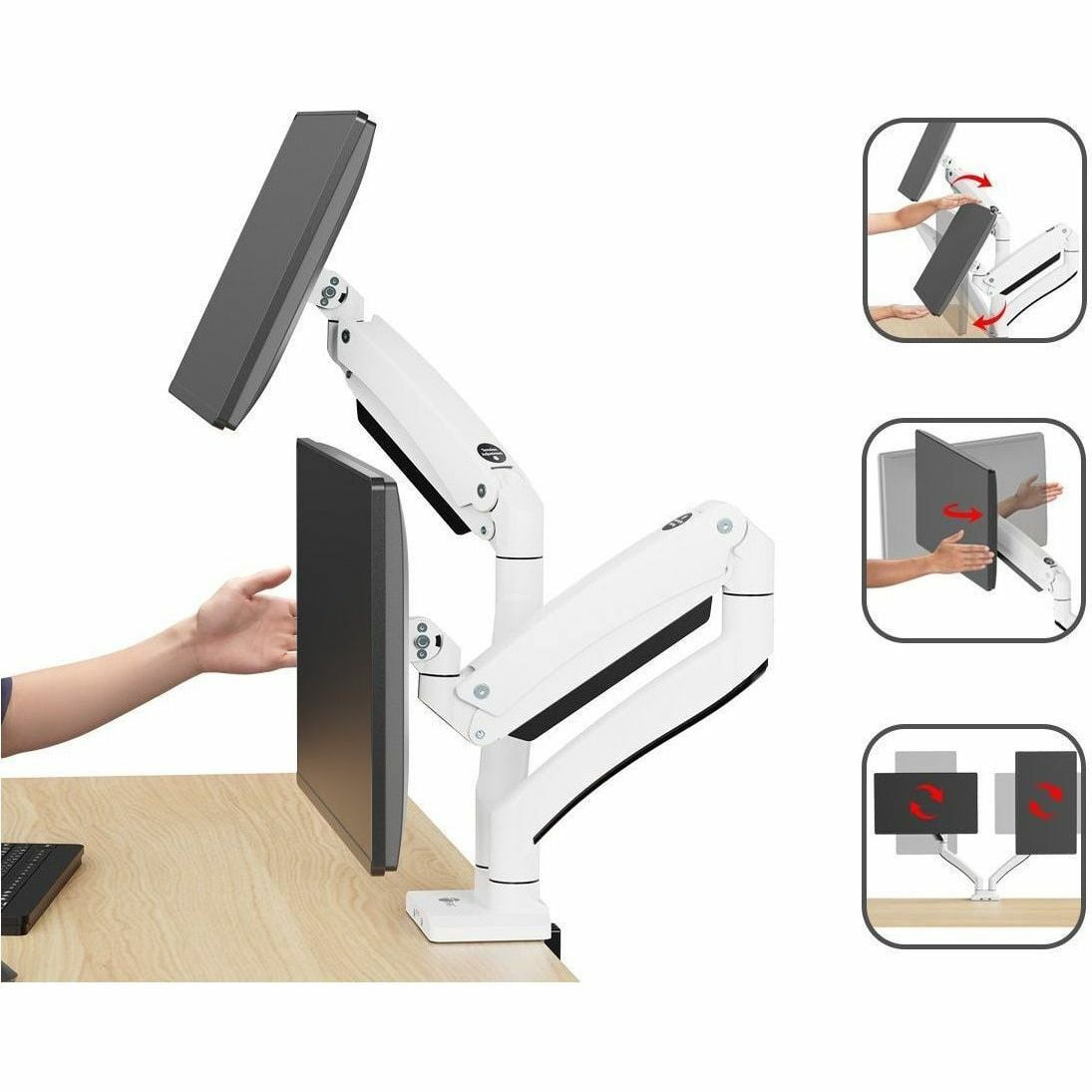 SIIG Dual Monitor Aluminum Heavy Duty Desk Mount with USB and Audio Ports