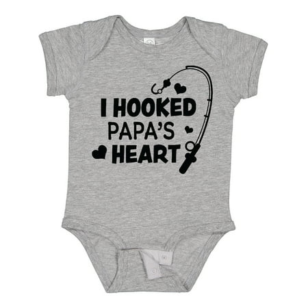 

Inktastic I Hooked Papa s Heart with Fishing Rod Gift Baby Boy or Baby Girl Bodysuit