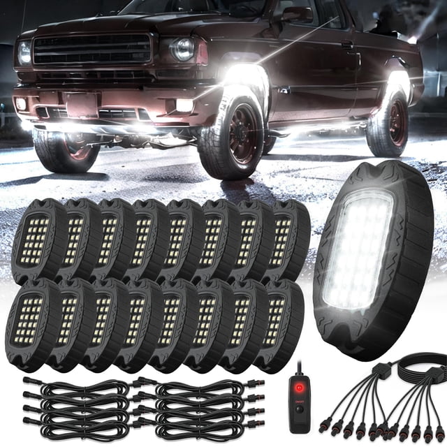 Luces LED Rock Lights TDE Explorer de aleación blanca pura, 16 cápsulas