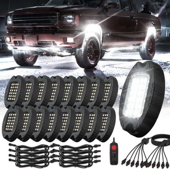 Luces LED Rock Lights TDE Explorer de aleación blanca pura, 16 cápsulas