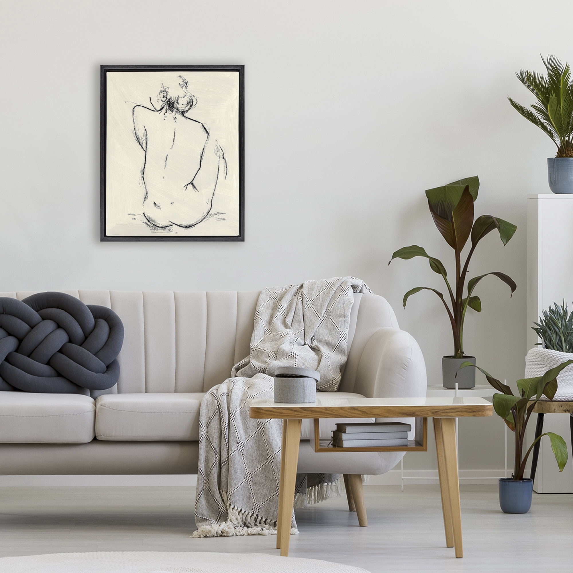 Stupell Industries Nude Sitting Study Black Framed Floater Canvas Wall Art, design by Chloe Elliot