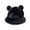 Black, variant on Bucket Hat Bear Ear Ball Thickened Autumn Winter Leopard Plush Ball Basin Cap for Outdoor