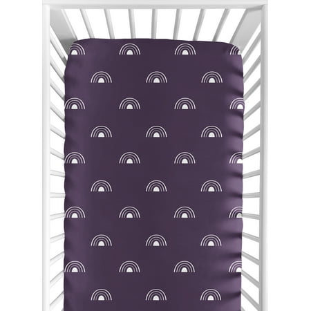 UPC: 0846480096825 | Boho Rainbow Plum Purple and White Fitted Crib Sheet Boy or Girl by Sweet Jojo Designs