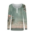 thumbnail image 6 of Sexlip Long Sleeve Shirts for Women Ribbed Knit Henley Casual Warm Printed Shirt Fall Fashion Tshirts Green M, 6 of 6