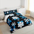 thumbnail image 3 of Feelyou Winter Snowflake 01, Christmas Festival Twin Comforter Sets, Vintage Plaid Buffalo Reversible Bedding Set, Lightweight Room Decor, 2pcs, 3 of 8