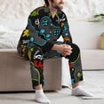 thumbnail image 7 of Fotbe Play Game3 Pattern Long Sleeve Pajama Set for Men,Sleepwear Set,2-piece Loungewear Set,Soft PJs Comfy Nightwear with Pockets-Large, 7 of 7