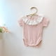 thumbnail image 2 of Gibobby Pañalero de algodón de manga corta de algodón con cuello de encaje para niños recién nacidos, niñas y niños, ropa(Rosa, 0-6 Meses), 2 of 4
