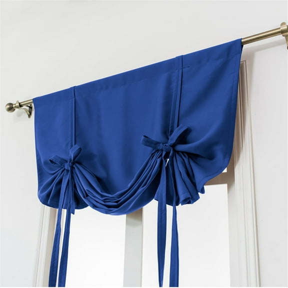 Roman Shade Curtain Beige Tie-Up Window Curtain Thermal Insulated Rod Pocket Shade for Small Windows Bathroom Kitchen,window curtain,roman shade,insulated curtain,Blue 2,1Pc