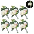 thumbnail image 1 of Boutonniere de rosa artificial y conjunto de ramillete Flor de seda rosa para boda Sincero Hogar, 1 of 3
