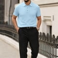 thumbnail image 2 of Wearbreeze Shirts for Men, Casual Comfort Polo, Quick Dry Stretch Non-Iron Anti-Wrinkle Shirt Short Sleeve Light Blue 4XL, 2 of 9