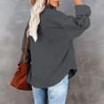 thumbnail image 5 of VISALY Women Button Up Collared Shirts Tunic Tops Loose Fit Tops Work Dressy Casual Basic Shirts Long Sleeve Wrinkle Free Blouse Smocked Shackets Jacket Solid Oversized Boyfriend Blouses Grey S, 5 of 7