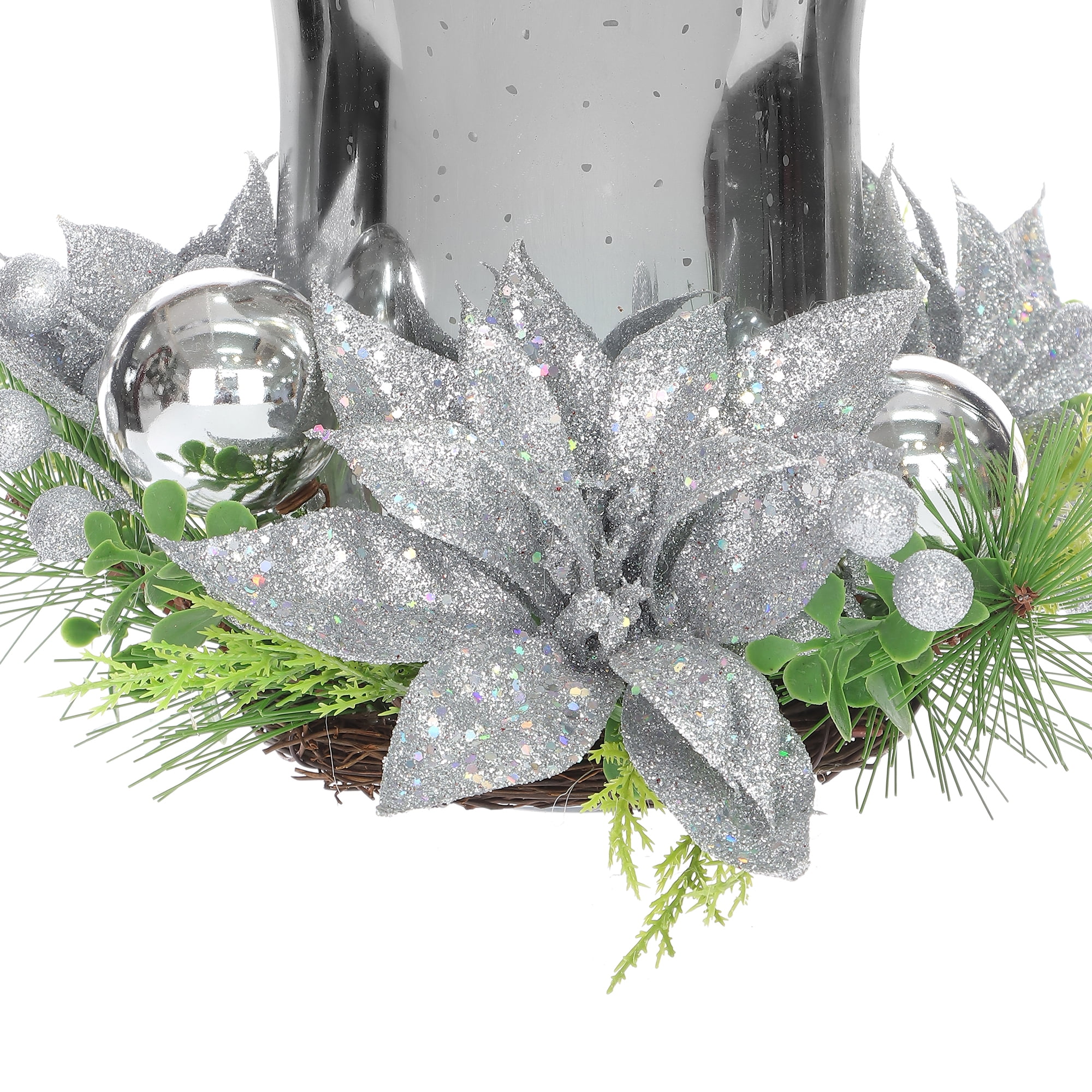 VACANCES TEMPS PL 8 en verre argenté Arrangement Décoration intérieure HOLIDAY TIME PL DECORATION ARGENT