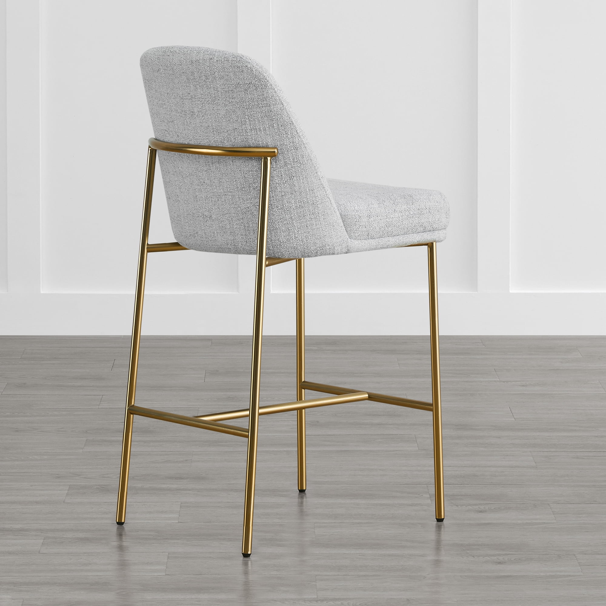 Spruce & Spring Modern 27-Inch Contemporary Counter Stool Set with Upholstered Seat and Metal Frame Set of 2, Cloud Fabric