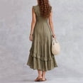 thumbnail image 5 of Gamivast Sleeveless Maxi Dresses for Women Ruffle Trim Flowy A-Line Tiered Sundress Front Button V Neck White Summer Dress Beach Vacation Wedding Guest Dress, 5 of 7